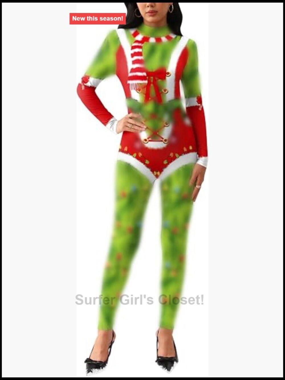 Women's 3D Printed Festive Jumpsuit Bodysuit with Back Zipper